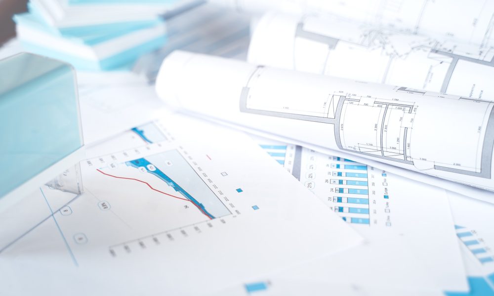 Business project documentation, development, planning and approval. Construction building drawings